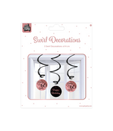 Hangdecoratie 60 Jaar Happy Birthday Roze Zwart 3st